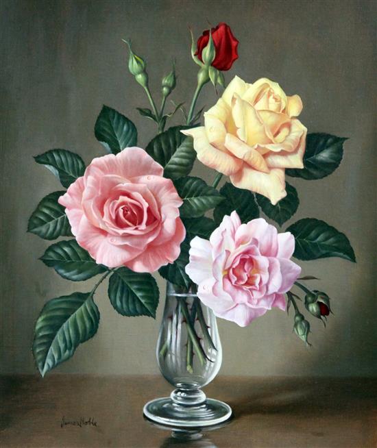 § James Noble (1919-1989) Still lifes of roses, 14 x 11.5in.